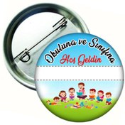 Resim Hediye Panayırı 20 Adet Okuluna Ve Sınıfına Hoş Geldin Öğrenci Yaka Rozeti 