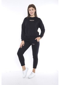 Resim Bayan Spor Siyah Sweatshirt Takım-3888 Siyah 