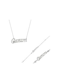 Resim 925 Ayar Gümüş Canım Yazılı Kalp Set Çok Renkli 