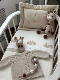 Resim Twinkle Bulut İşlemeli Pike Takımı - Pike Takımı + Yastık / Ekru 