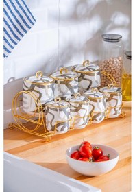 Resim Acar Marjorie 8 Parça Baharat Seti Beyaz - Altın 