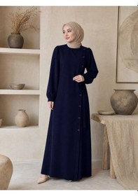 Resim Nevayla Moda Bağlamalı Çıt Çıt Detaylı Ferace - Lacivert / F121 