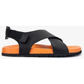 Resim Valmenti Nia Erkek Siyah Tekstil Deri Duz Sandalet 60 9577 Erk Sndlt Y24 Siyah 