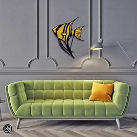 Resim NR Dizayn (142) Çizgili Melek Balığı Dekoratif Metal Tablo 49 X 39 