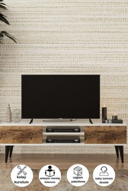 Resim DEWOODY Tv Ünitesi 140cm Kapaklı 2 Bölmeli Kitaplıklı 