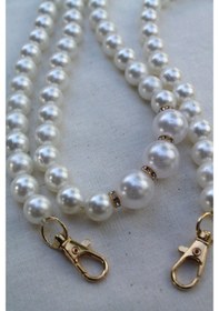 Resim 105Cm Krem Incili Taş Detaylı Dekoratif Çanta Askısı Taş 