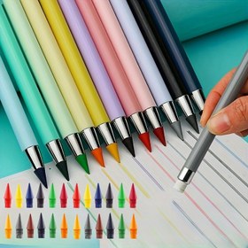 Resim 30 adet sette, 12 renkli, mürekkepsiz, sonsuz kalem seti, okul sanatları, renkli eskiz ve çizim malzemeleri, okul malzemeleri, sevimli kırtasiye, okul renkleri, yazma araçları. 