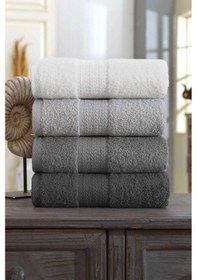 Resim 4 Lü El Yüz Havlu Seti %100 Pamuklu Gökkuşağı 50x85 Cm Antrasit Çok Renkli 