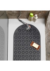 Resim 1 Adet Gri Oval Masajlı Duşa Kabin Banyo & Duş Kaydırmazı & Küvet Paspası Vantuzlu Yapışır 37x69 Cm Gri 