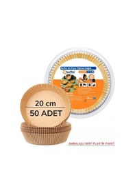 Resim Buradabuldun 50 Adet 20 Cm Air Fryer Pişirme Kağıdı Tek Kullanımlık Yağ Geçirmez Yuvarlak Tabak Model Pvc 