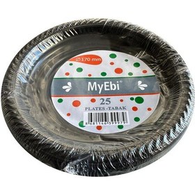 Resim Roll-up Kullan At Renkli Siyah Parti Davet Plastik Tabak - 17 Cm. - 25 Adetlik Paket 