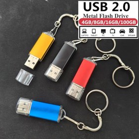 Resim 100% Gerçek Kapasiteli 4GB 8GB 100GB Yüksek Hızlı USB Flash Bellek Metal Anahtarlık USB Bellek Çubuk Hediye 
