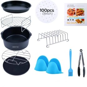 Resim Sweet Rui 8 Inç 11 Adet Hava Fritözü Aksesuarları/philips Xxl, Xiaomi, Yui, Kumtel ile Uyumlu (Yurt Dışından) 