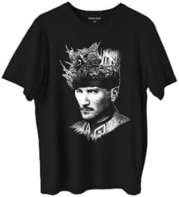 Resim Atatürk Çanakkale Silüet Tipografi Mustafa Kemal Cumhuriyet Baskılı Tişört Unisex T-Shirt 