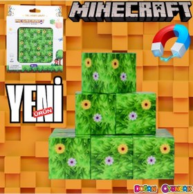 Resim Minecraft Çiçekli Çim Desenli Blok Manyetik Bloklar 