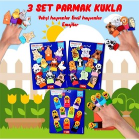 Resim 3 Set - 30 Parça Tox Evcil . Vahşi Hayvanlar Ve Emojiler Parmak K 