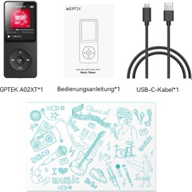 Resim AGPTEK MP3 Çalar 32 GB Bluetooth 5.3, 1.8 İnç Ekran, 70 Saat Çalma Süresi 