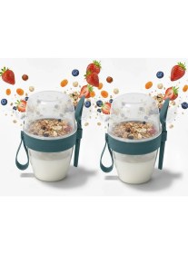 Resim Corcoz Pratik Kaşık Çatallı Müsli Yoğurt Yulaf Salata ve Atıştırma Kabı 600 ml 2 Adet - CZ115 