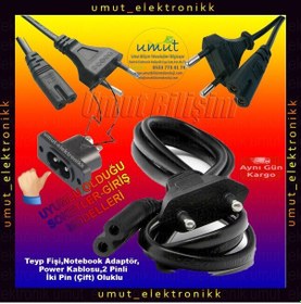 Resim Canon Yazıcı Güç Kablosu 220V 2 Pin Çift Oluklu Kablo 