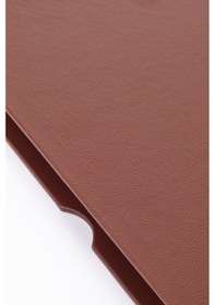 Resim Turgut Office Deri Kapaklı Masa Sümeni Taba Krom Detaylı 50 x 35 CM 