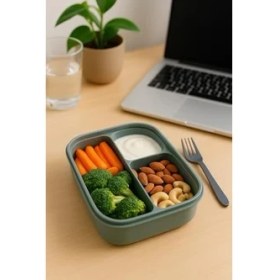 Resim Storemax Store Sızdırmaz Lunch Box – 3 Bölmeli Yemek Kabı | Öğle Yemeği Kutusu | Saklama Kabı | Bpa Içermez (Yeşil) 