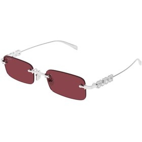 Resim Gucci Gg 1808s 004 52 Unisex Dikdörtgen Gri Metal Güneş Gözlüğü 