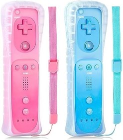 Resim XiQiDianr Wii Controller 2 Pack,Wii Remote Controller,Compatible with Nintendo Wii/Wii U,Replacement for Wii Remote Controller, With Silicone Case and Wrist Strap (Blue+Pink) 