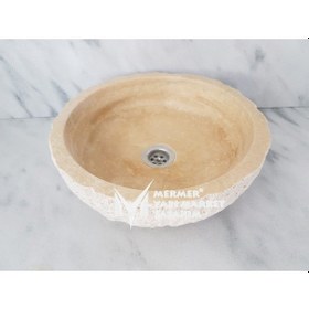 Resim Traverten Dışı Patlatma Yuvarlak Mini Lavabo 