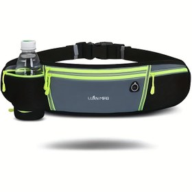 Resim Erkekler ve kadınlar için çok fonksiyonlu spor bel çantası - açık hava koşusu ve fitness için uygun - telefon cebi ve elastik bel bandı içerir 