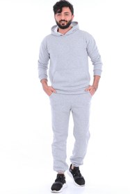 Resim LACASE Unisex Gri Kapüşonlu Oversize Eşofman Takımı 