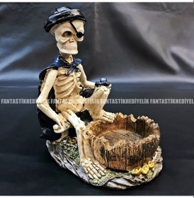 Resim Polyester Korsan Kurukafa Pipe Pipo Küllük İskelet Kül Tablası 