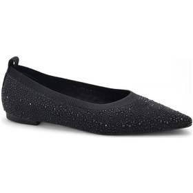 Resim Beety 193 Trend Triko Taşlı Kadın Babet Siyah 