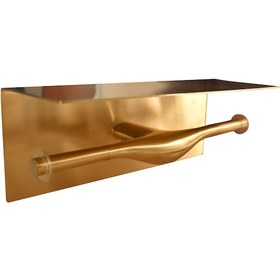 Resim T-may Gold Etajerli İkili Tuvalet Kağıtlığı Mat Altın Renkli 