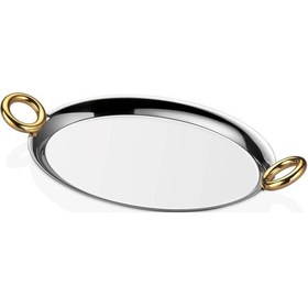 Resim Arow Luxury Oval Gold Kulp Tepsi 25x18 Cm Tr-4562 