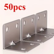 Resim 50 adet Dayanıklı Metal L Şekilli Braket, 90 Derece Açı Demir Seti, Mobilya ve Raflar için Bağlantı Parçası 