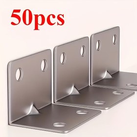 Resim 50 adet Dayanıklı Metal L Şekilli Braket, 90 Derece Açı Demir Seti, Mobilya ve Raflar için Bağlantı Parçası 