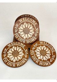 Resim Dekoratif Bardak Altlığı 6 Adet Ahşap 