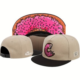 Resim Donut Nakışlı Snapback Şapka Renk Bloklu Hip Hop Beyzbol Şapkası Unisex Hafif Spor Golf Güneş Şapkaları Kadınlar ve Erkekler için 
