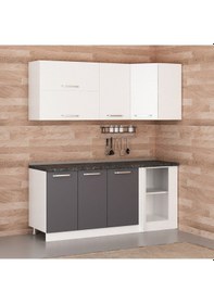 Resim Minar 185cm Köşe Mutfak Dolabı - Beyaz/antrasit K185-a3 