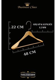 Resim Elbise Askısı Business Class 48 Cm Krom İtalyan Kanca Masif Ahşap Palto Ceket Askısı 3 Adet Diğer 