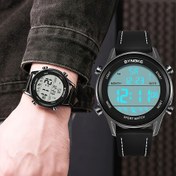 Resim Erkekler için Retro PU Deri Kayış Elektronik Saat, Moda Dış Mekan Aydınlık Takvim Ekranı Saati 