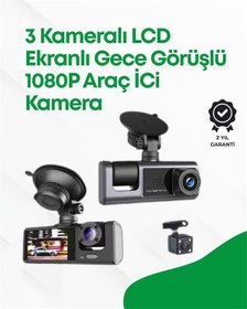 Resim 2.0” LCD Ekranlı, Döngüsel Kayıt Özellikli Üç Kameralı Oto Kamera 