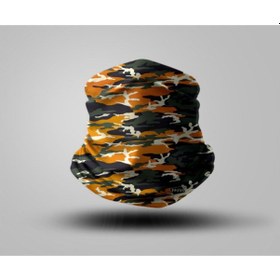 Resim Unisex Turuncu Desenli Bandana Siyah 