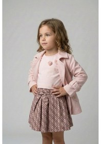 Resim Minipomes Kız Çocuk Kanvas Trenc Etek Ve Crop Body Set Pembe Pembe 