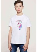 Resim I Don'T Believe In Humans Baskılı Unisex Çocuk Beyaz T-Shirt 