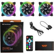 Resim Dark Flash Darkflash Cf11 Pro 3pin A-rgb 3x12cm Fan Kit (3'lü 3pin A-rgb+ Kontrolcü + Uzaktan Kumanda 