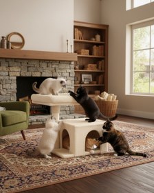 Resim Reyo Pet Komfor Stepli Yuvalı Kedi Tırmalaması Beyaz 