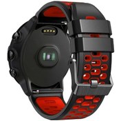 Resim Cloud011 Garmin Venu X1 Ticwatch Pro 5 24mm Siyah Kırmızı Silikon Nefes Alabilir Spor Kol Saati Kayışı 