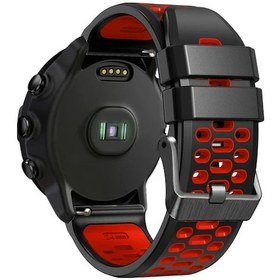 Resim Cloud011 Garmin Venu X1 Ticwatch Pro 5 24mm Siyah Kırmızı Silikon Nefes Alabilir Spor Kol Saati Kayışı 