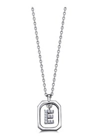 Resim Kadın Frame Taşlı E Harfi Kolye Gümüş 